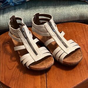 BearPaw Strappy Gray shimmer Sandals with Zipper
